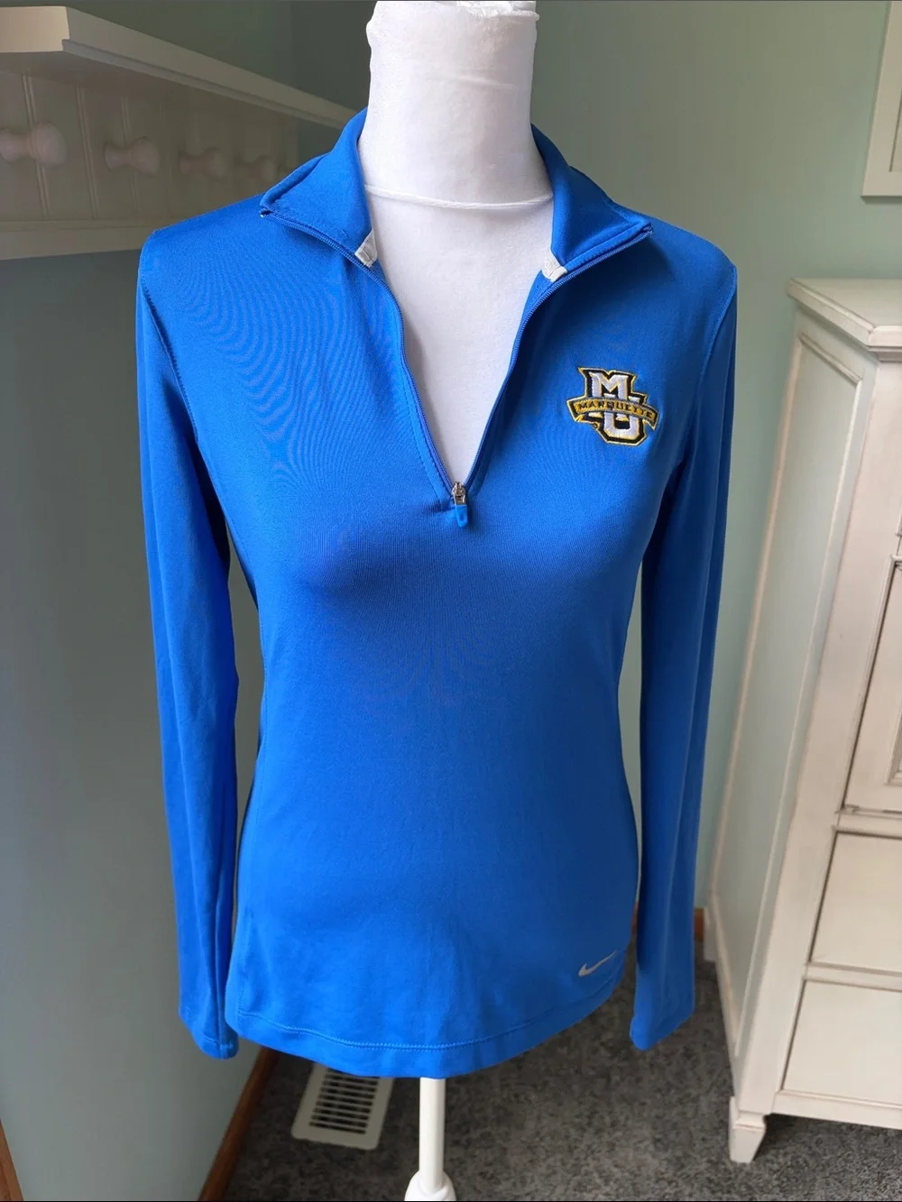 Nike Womens Marquette University Dri-Fit 1/4 Zip Pullover Blue XS